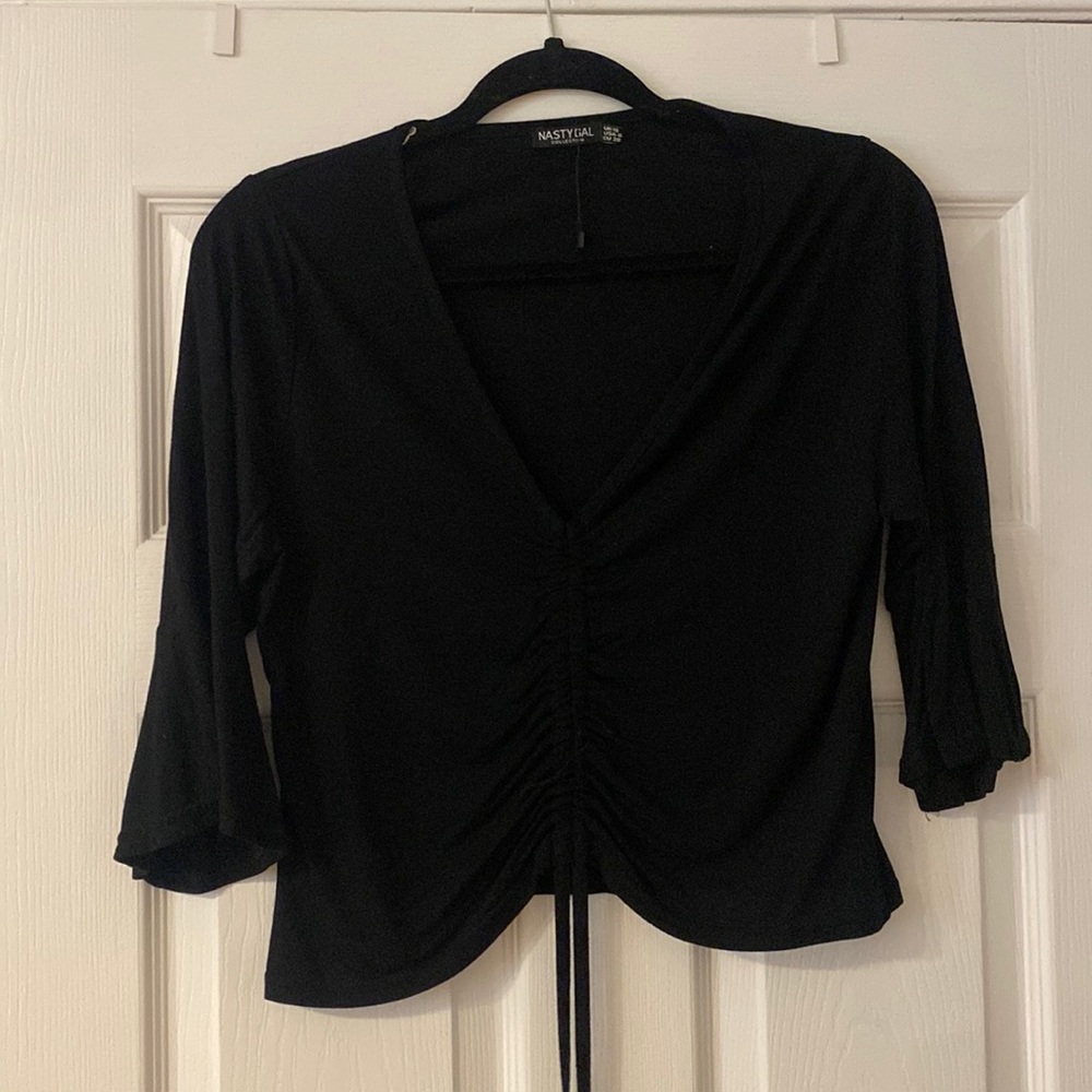 Nasty Gal Black Trumpet half sleeve shirt